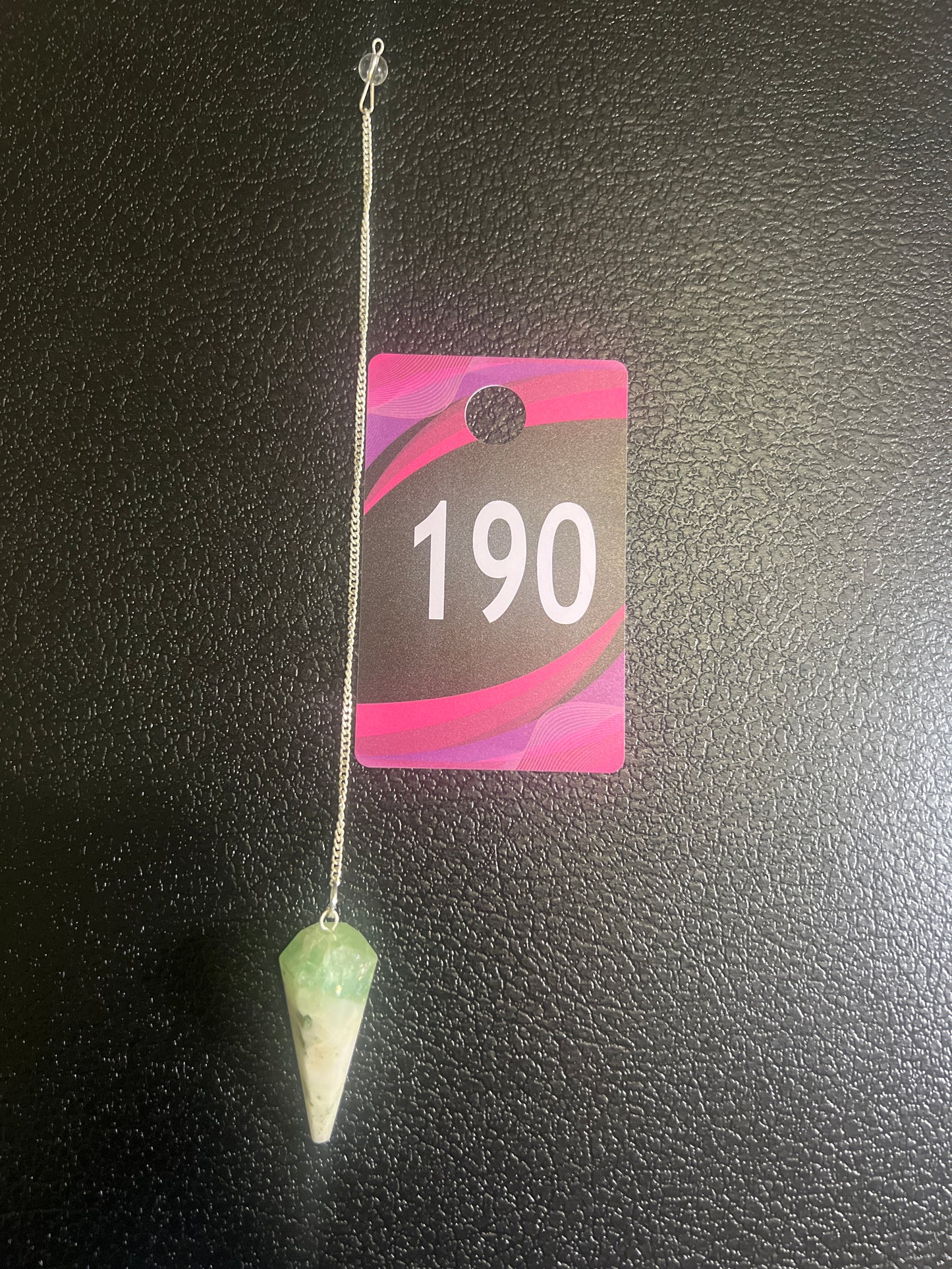 #190 6-sided Green Fluorite pendulum