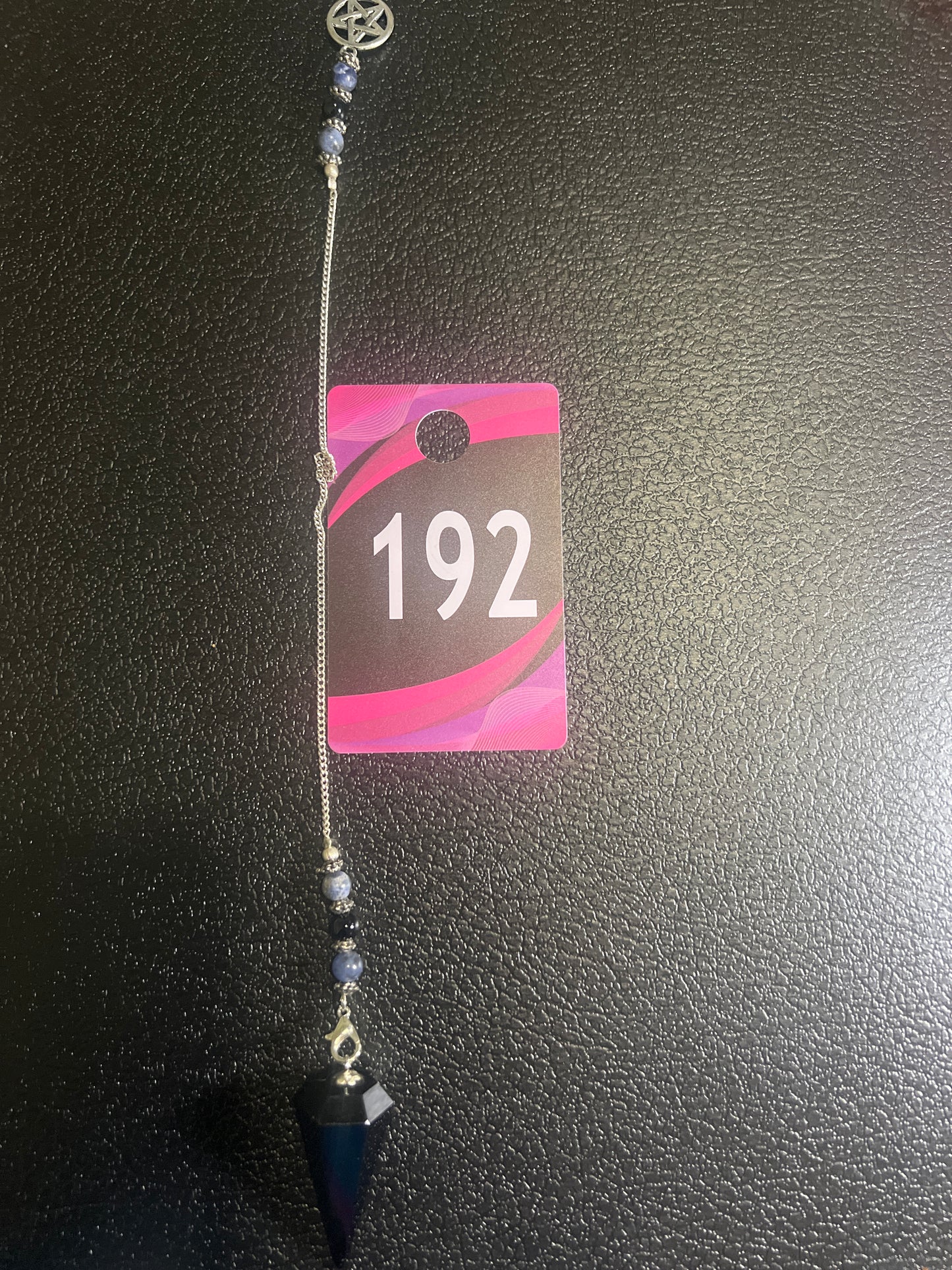 #192 6-sided Black Obsidian Pentagram pendulum