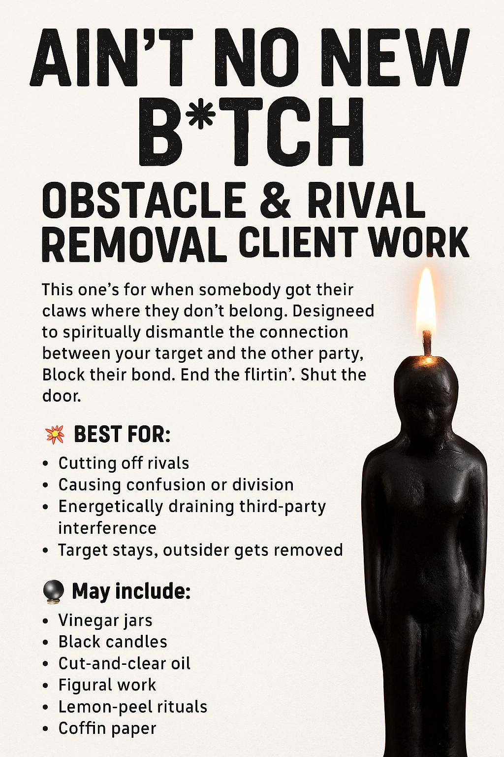 AIN'T NO NEW B*TCH- OBSTACLE & RIVAL REMOVAL PRIVATE CLIENT WORK