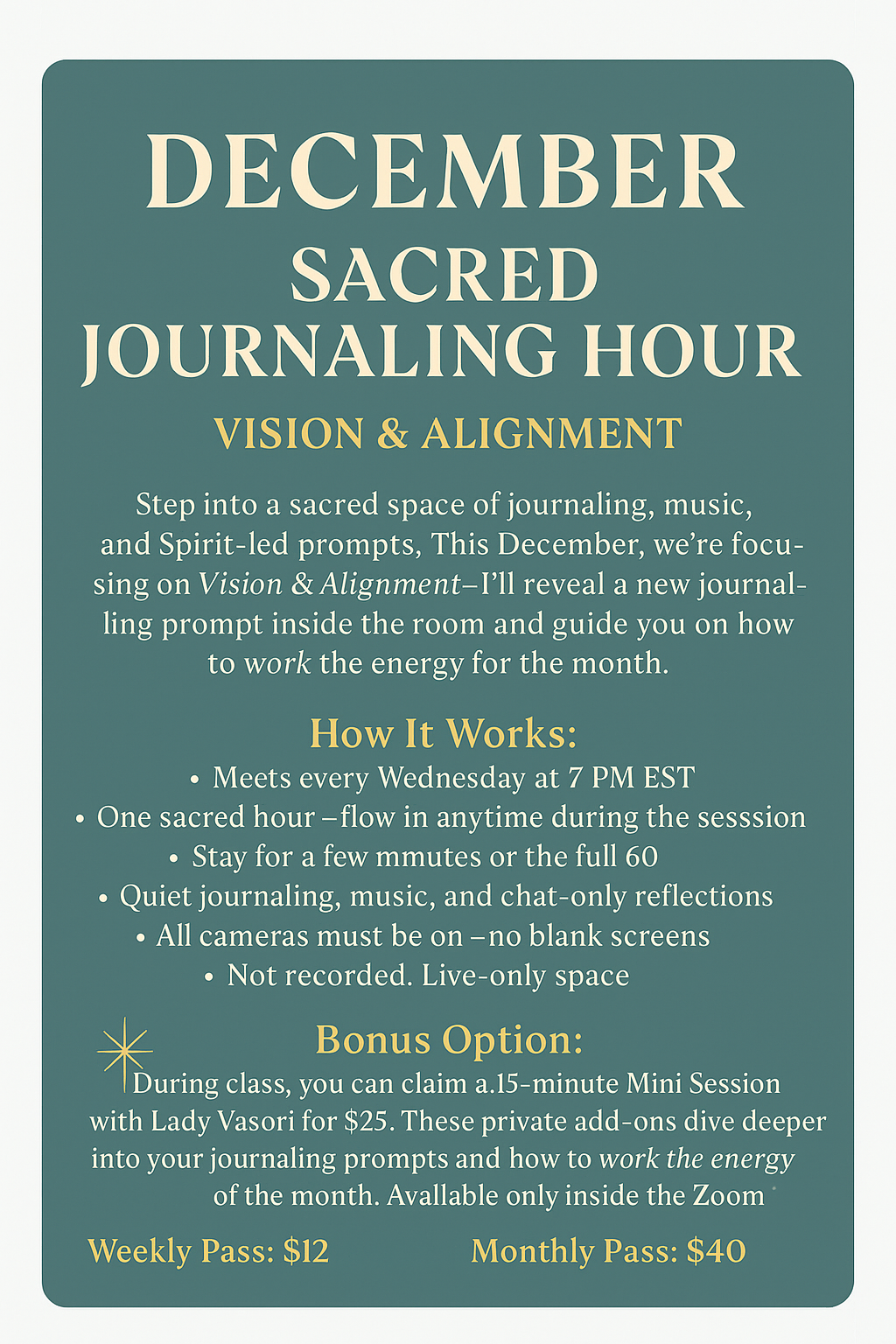 ✨ DECEMBER JOURNALING HOUR LIVE ZOOM FLOW | EVERY WEDNESDAY @ 7PM EST✨