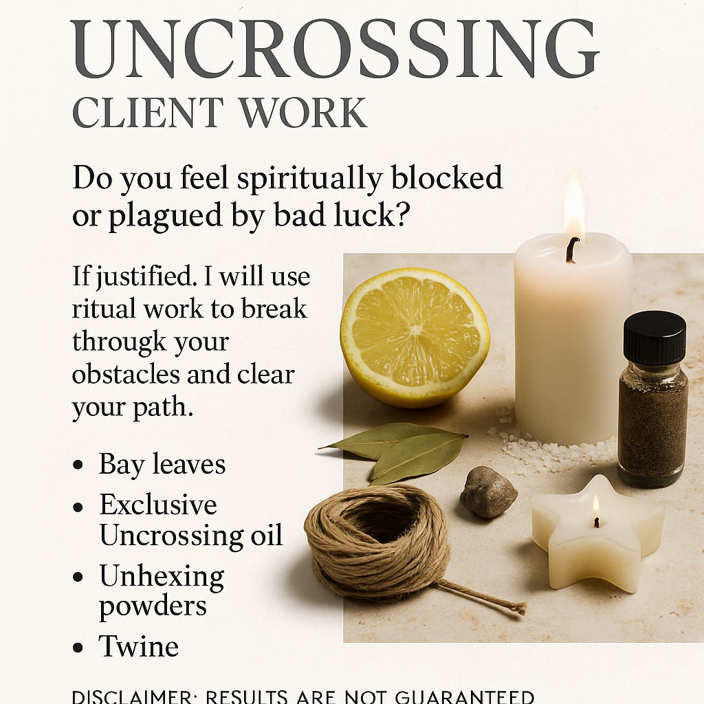 UNCROSSING CLIENT WORK | SPIRITUAL BLOCKAGES & BAD LUCK REMOVAL