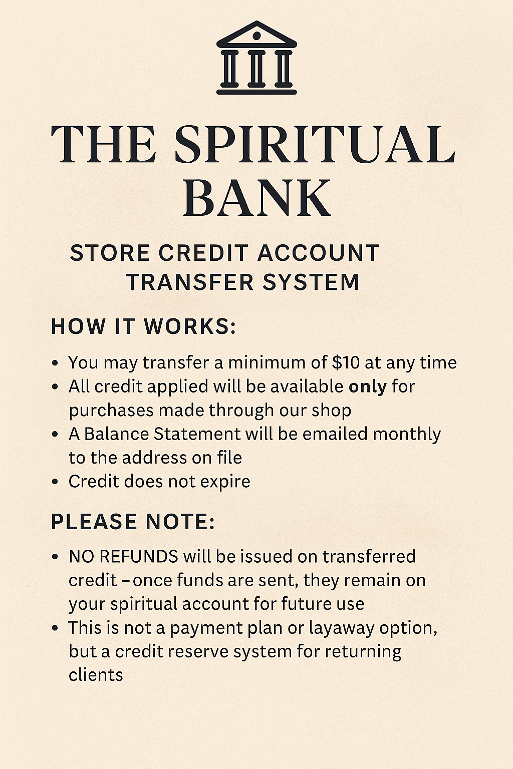 THE SPIRITUAL BANK – SPIRITUAL SAVINGS FOR FUTURE WORK